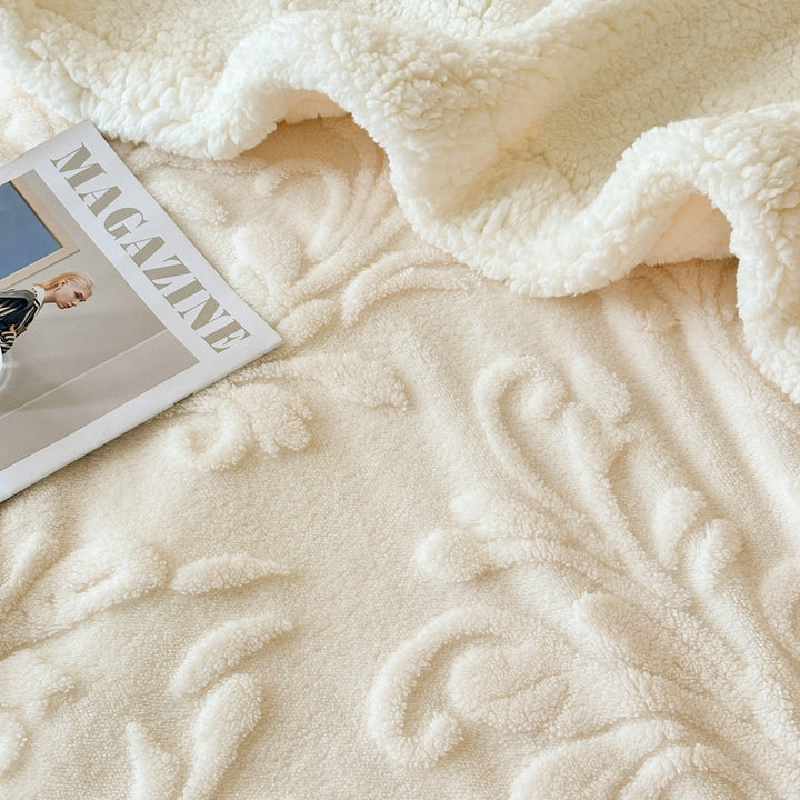 Cosycombe™ Reversible Embossed Plush and Sherpa Throw Blanket