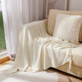 Cosycombe™ Textured Knit Throw with Fringe Trim, Soft and Machine Washable