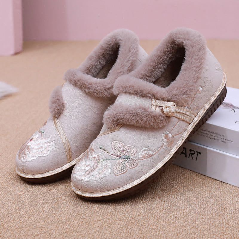 Cosycombe™ Embroidered Floral House Slippers with Warm Fluffy Lining