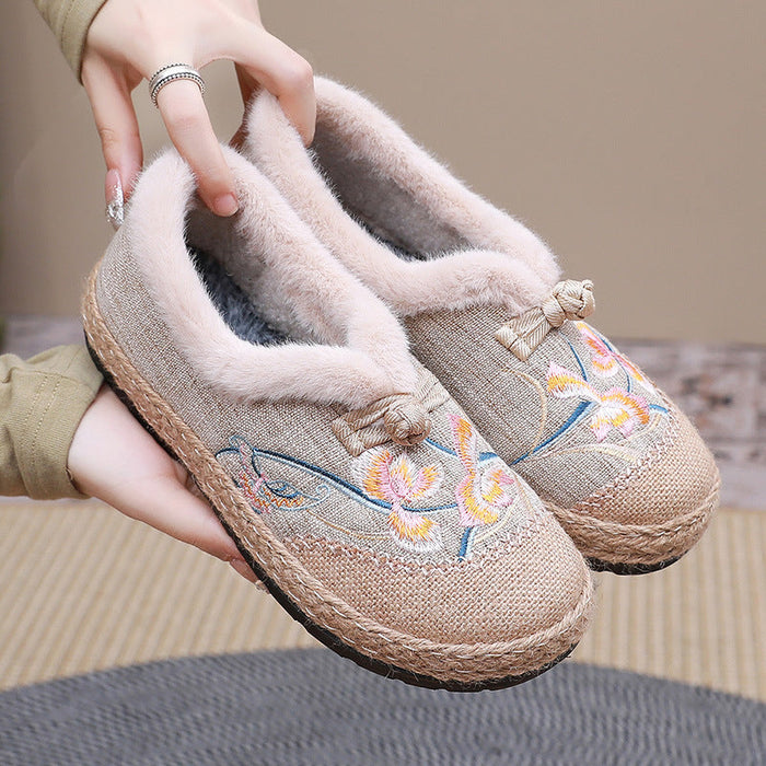 Cosycombe™ Women's House Slippers with Floral Embroidery and Soft Lining
