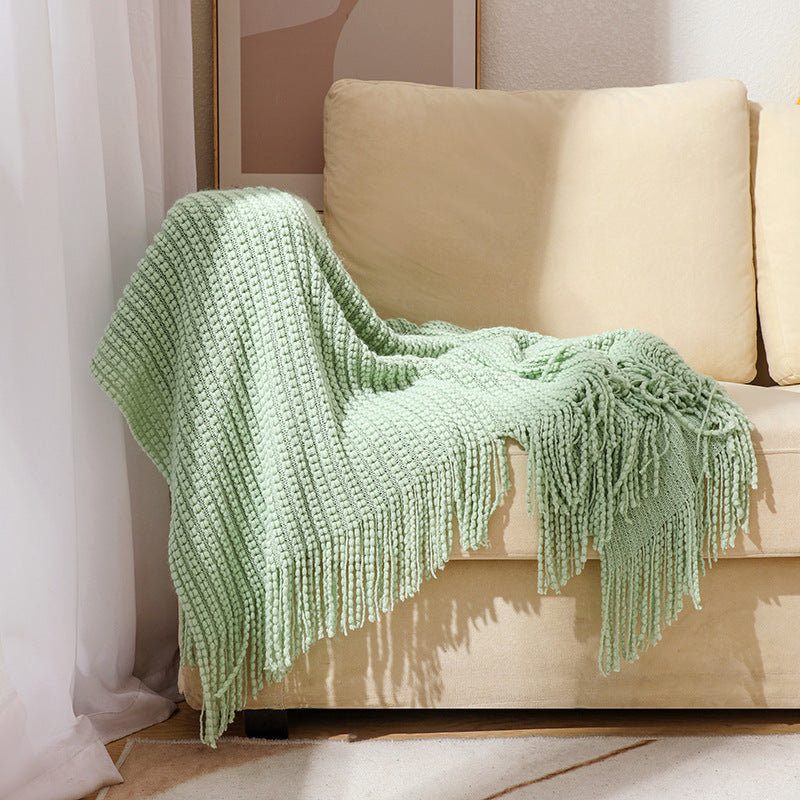Cosycombe™ Textured Knit Throw with Fringe Trim, Soft and Machine Washable