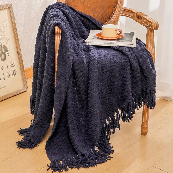 Cosycombe™ Handwoven Textured Throw Blanket with Fringed Edges