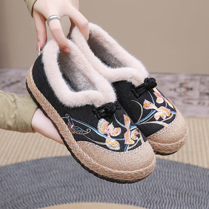 Cosycombe™ Women's House Slippers with Floral Embroidery and Soft Lining