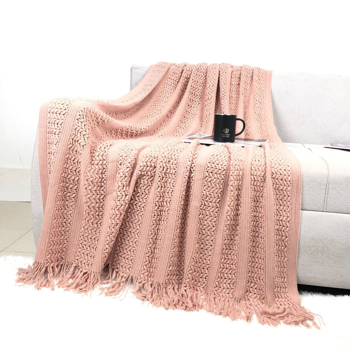 Cosycombe™ Handcrafted Textured Knit Throw Blanket in Nine Colours