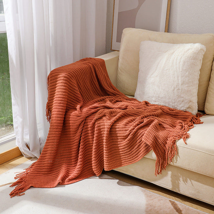 Cosycombe™ Textured Knit Throw with Fringe Trim, Soft and Machine Washable