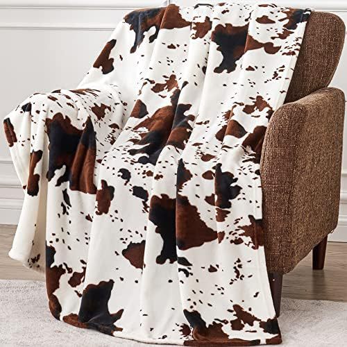 Cosycombe™ Festive Flannel Christmas Blanket in Leopard &amp; Cow Prints