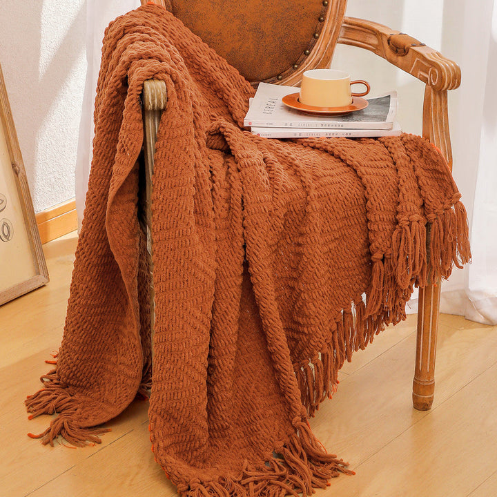 Cosycombe™ Handwoven Textured Throw Blanket with Fringed Edges