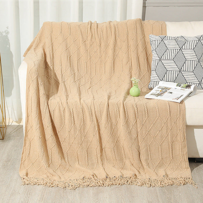 Cosycombe™ Cotton Blend Throw Blanket with Decorative Fringes