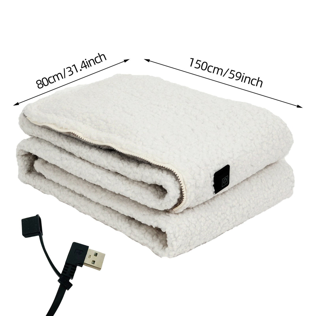 Cosycombe™ Sherpa Fleece USB Heated Throw with Zip &amp; 3 Heat Levels