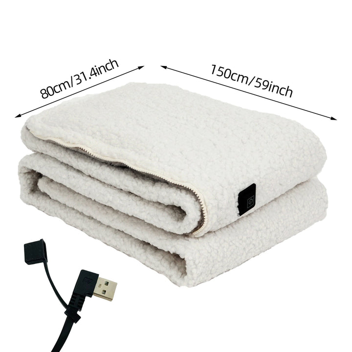 Cosycombe™ Sherpa Fleece USB Heated Throw with Zip &amp; 3 Heat Levels