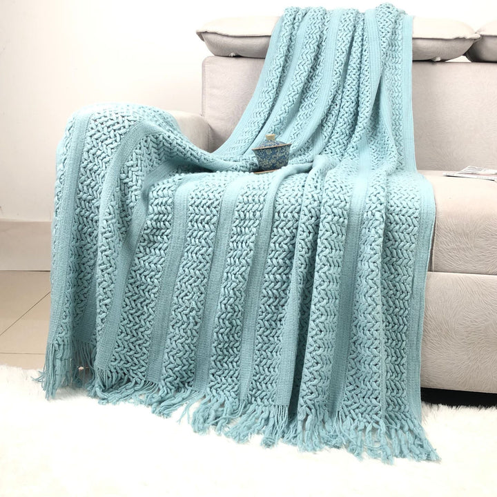 Cosycombe™ Handcrafted Textured Knit Throw Blanket in Nine Colours