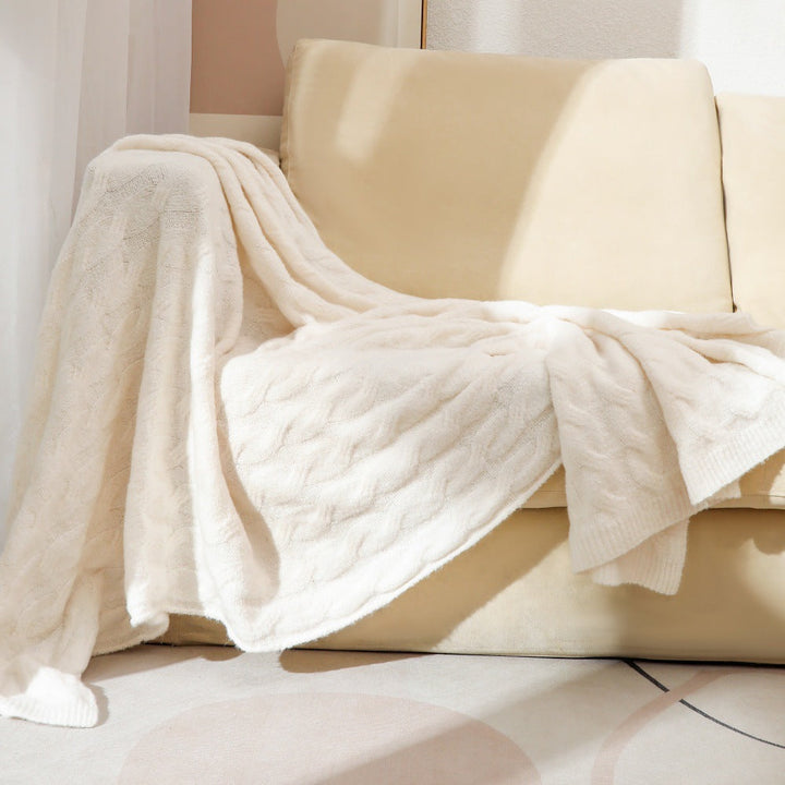 Cosycombe™ Cable Knit Throw Blanket, Lightweight Warmth Without Bulk