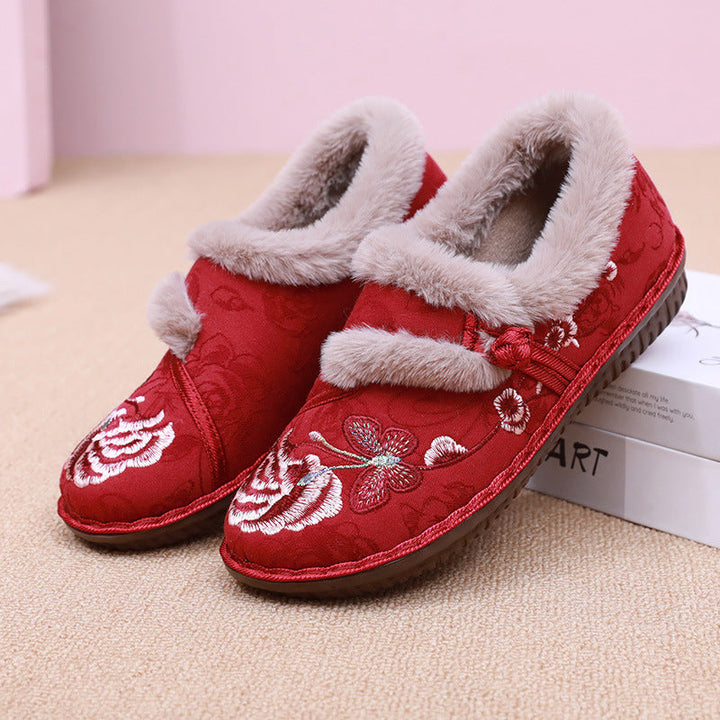Cosycombe™ Embroidered Floral House Slippers with Warm Fluffy Lining