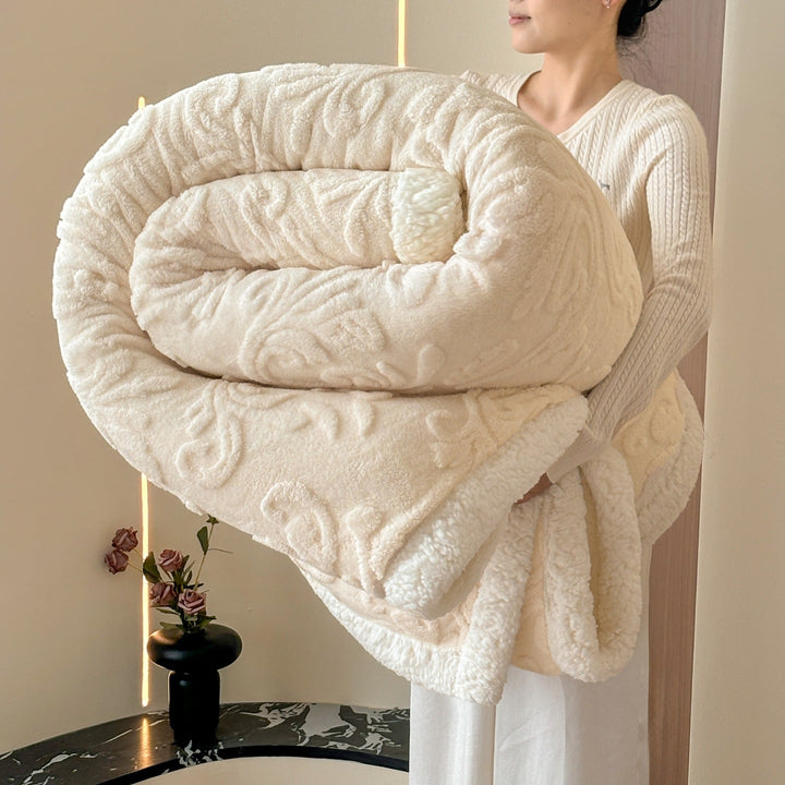 Cosycombe™ Reversible Embossed Plush and Sherpa Throw Blanket