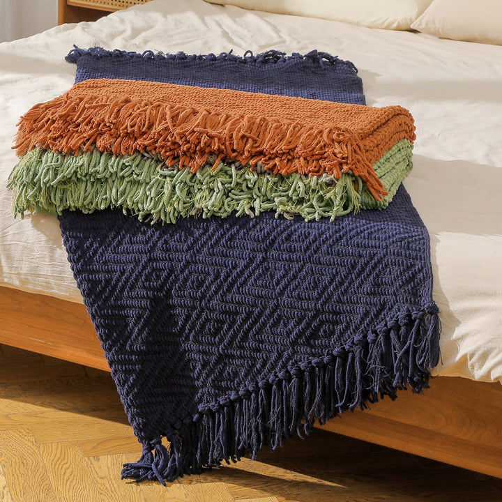 Cosycombe™ Handwoven Textured Throw Blanket with Fringed Edges