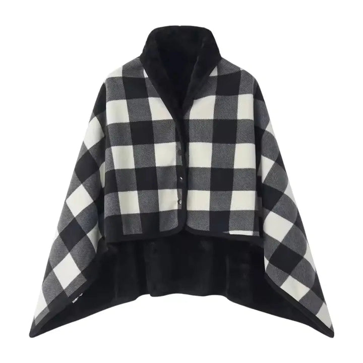 Cosycombe™ Wearable Check Blanket with Snaps – Poncho, Cape or Wrap