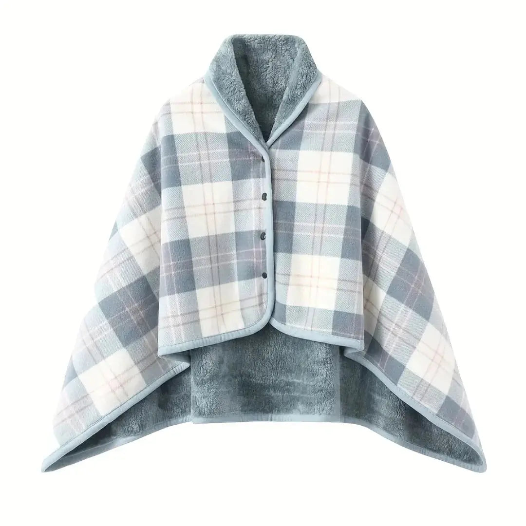 Cosycombe™ Wearable Check Blanket with Snaps – Poncho, Cape or Wrap