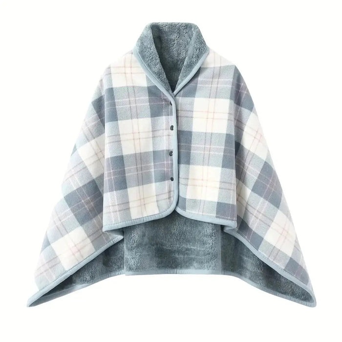 Cosycombe™ Wearable Check Blanket with Snaps – Poncho, Cape or Wrap