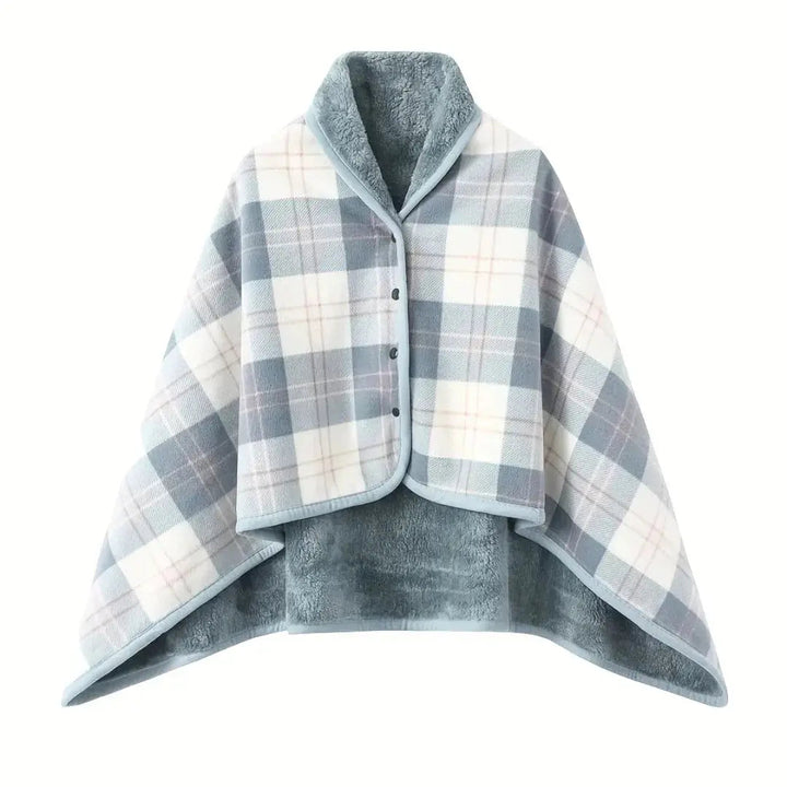 Cosycombe™ Wearable Check Blanket with Snaps – Poncho, Cape or Wrap