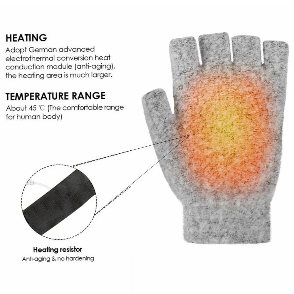 Cosycombe™ USB Rechargeable Heated Knit Gloves with 3 Heat Settings
