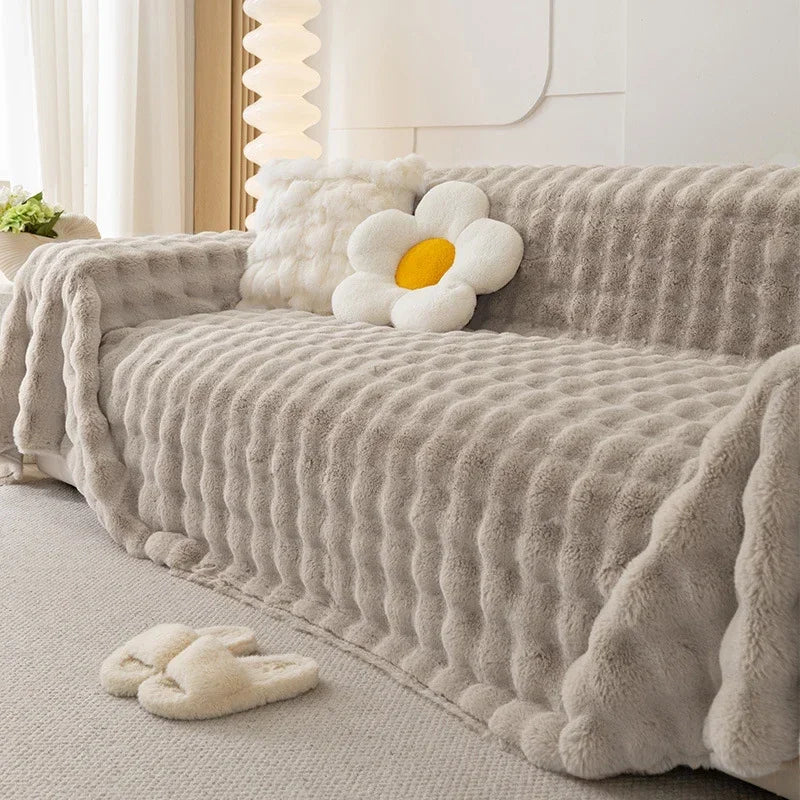 Cosycombe™ Faux Fur Sofa Throw with Non-Slip Back for a Snug Fit