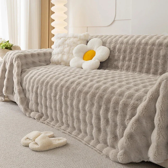 Cosycombe™ Faux Fur Sofa Throw with Non-Slip Back for a Snug Fit