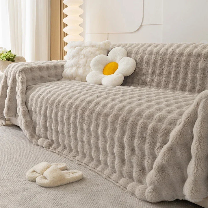 Cosycombe™ Faux Fur Sofa Throw with Non-Slip Back for a Snug Fit