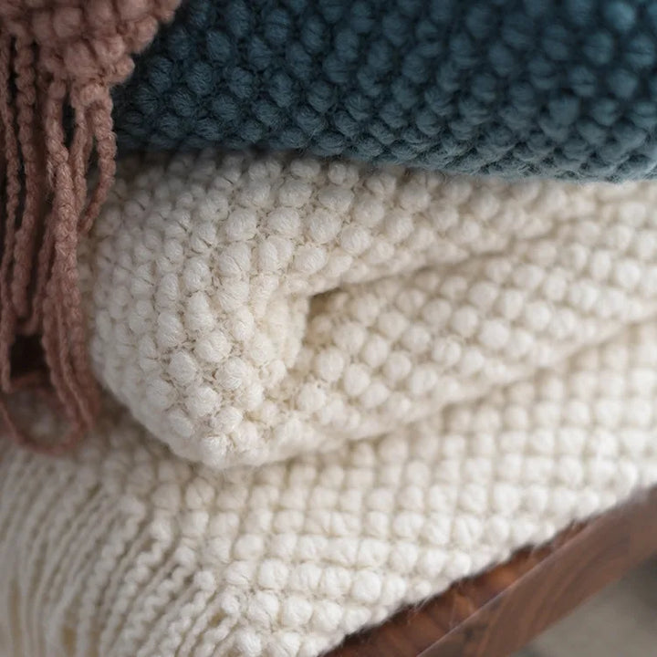 Cosycombe™ Cream White Wool Blanket for Cosy Evenings All Year