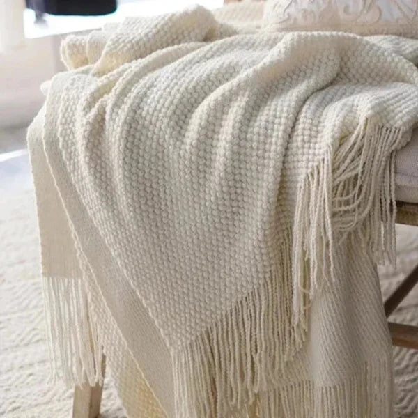 Cosycombe™ Cream White Wool Blanket for Cosy Evenings All Year