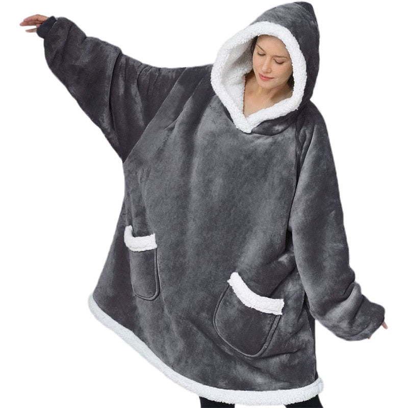 Cosycombe™ Fluffy Fleece Blanket with Sleeves for Women – Hands-Free Cosy