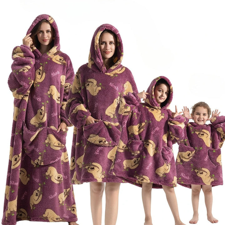 Cosycombe™ Oversized Hoodie Blanket with Pumpkin Print, Fleece and Flannel