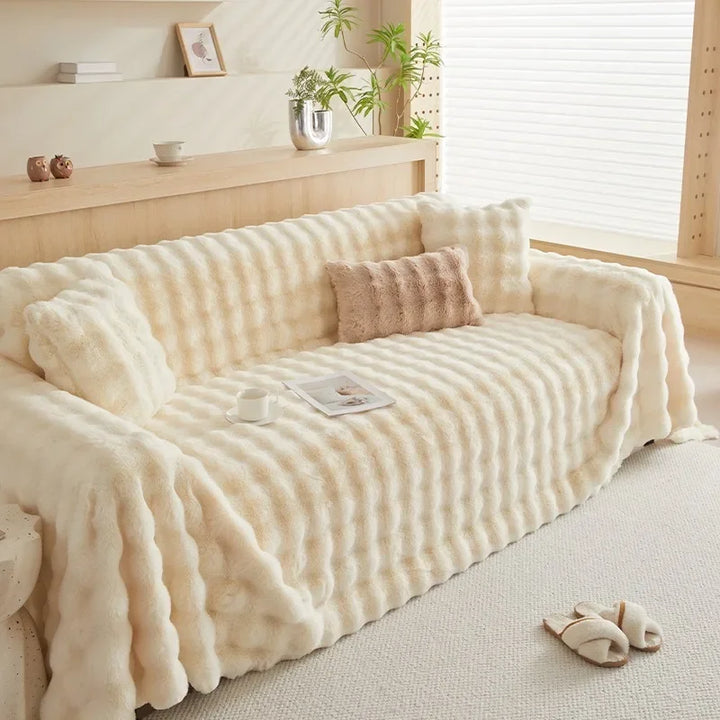Cosycombe™ Faux Fur Sofa Throw with Non-Slip Back for a Snug Fit