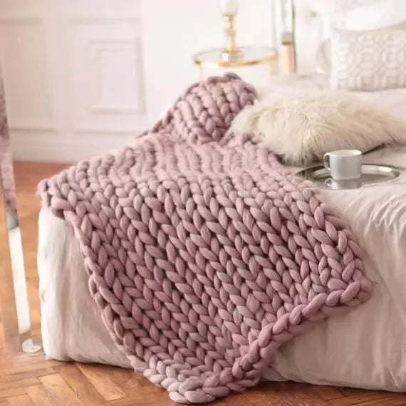 Cosycombe™ Chunky Knit Wool Throw for a Cosy Sofa and Bed