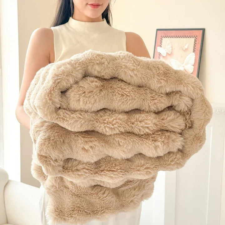 Cosycombe™ Double Layer Faux Rabbit Fur Blanket, Extra Thick and Plush