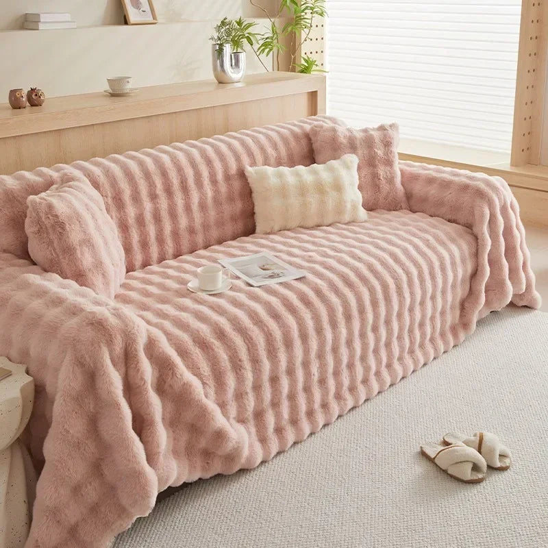 Cosycombe™ Faux Fur Sofa Throw with Non-Slip Back for a Snug Fit