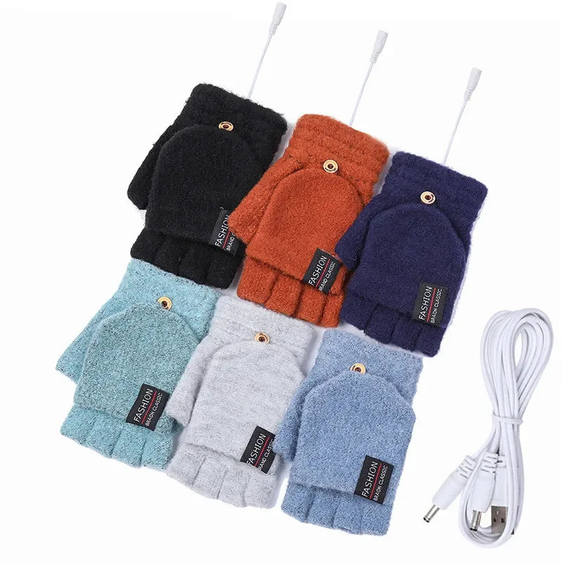 Cosycombe™ USB Rechargeable Heated Knit Gloves with 3 Heat Settings