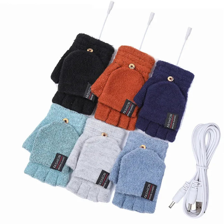 Cosycombe™ USB Rechargeable Heated Knit Gloves with 3 Heat Settings