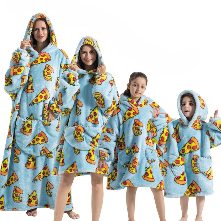 Cosycombe™ Oversized Hoodie Blanket with Pumpkin Print, Fleece and Flannel
