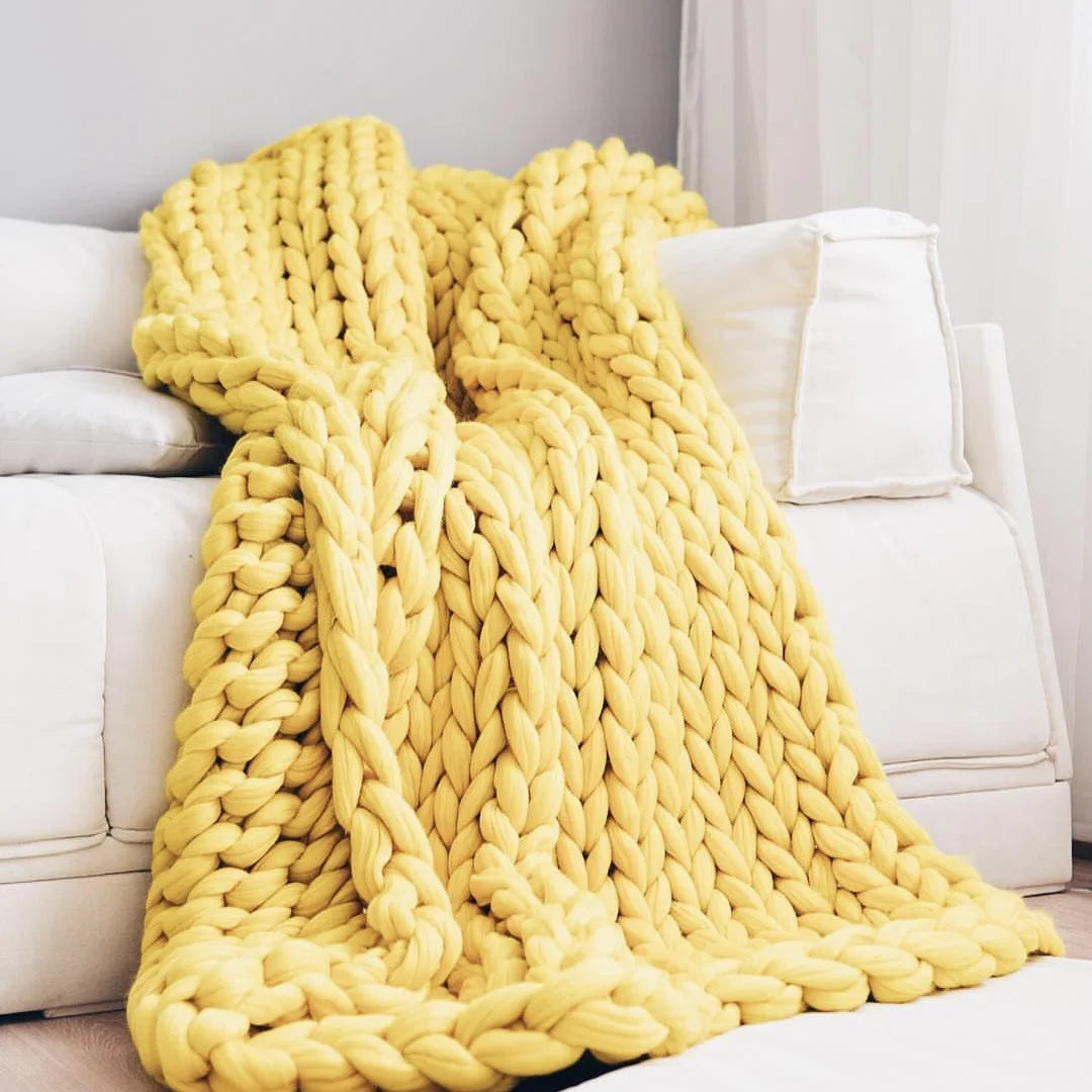 Cosycombe™ Chunky Knit Wool Throw for a Cosy Sofa and Bed