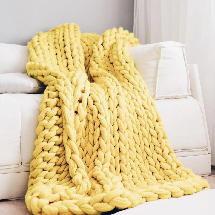 Cosycombe™ Chunky Knit Wool Throw for a Cosy Sofa and Bed