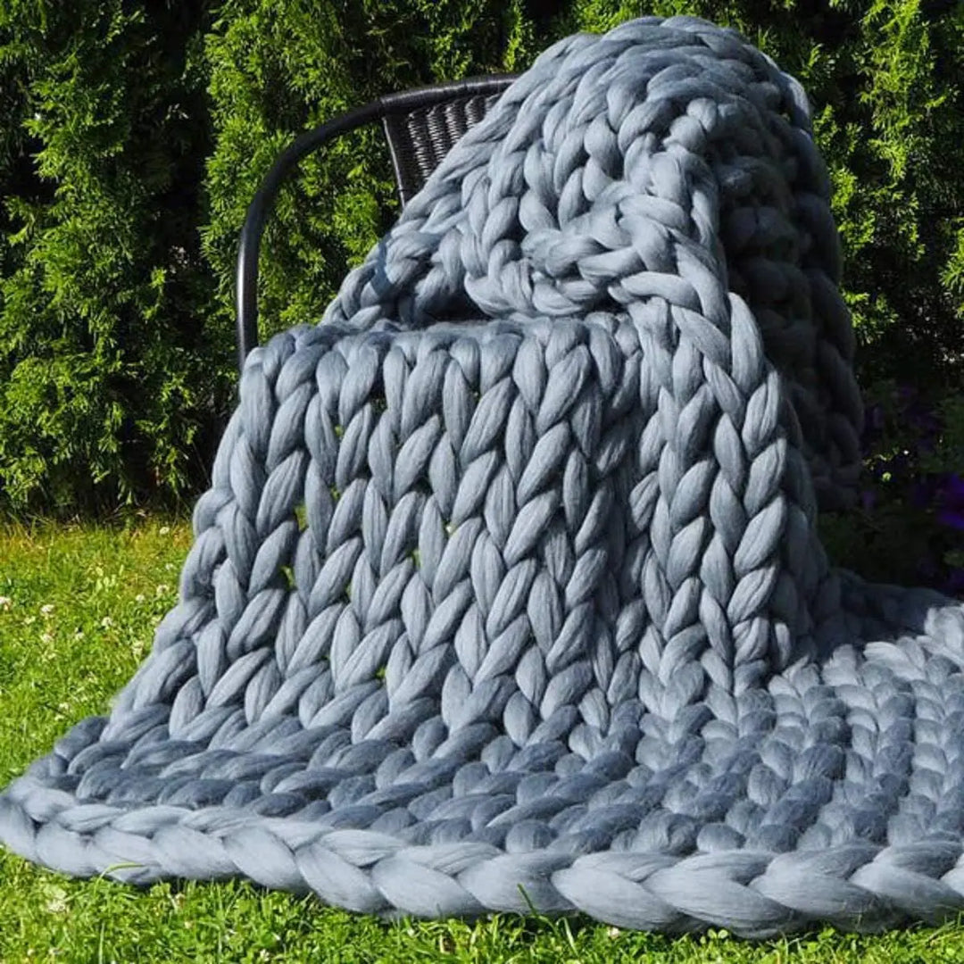 Cosycombe™ Chunky Knit Wool Throw for a Cosy Sofa and Bed
