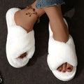Cosycombe™ Women's Fluffy Crossover Slippers with Non-Slip Sole