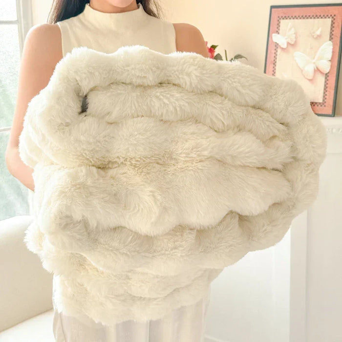 Cosycombe™ Double Layer Faux Rabbit Fur Blanket, Extra Thick and Plush