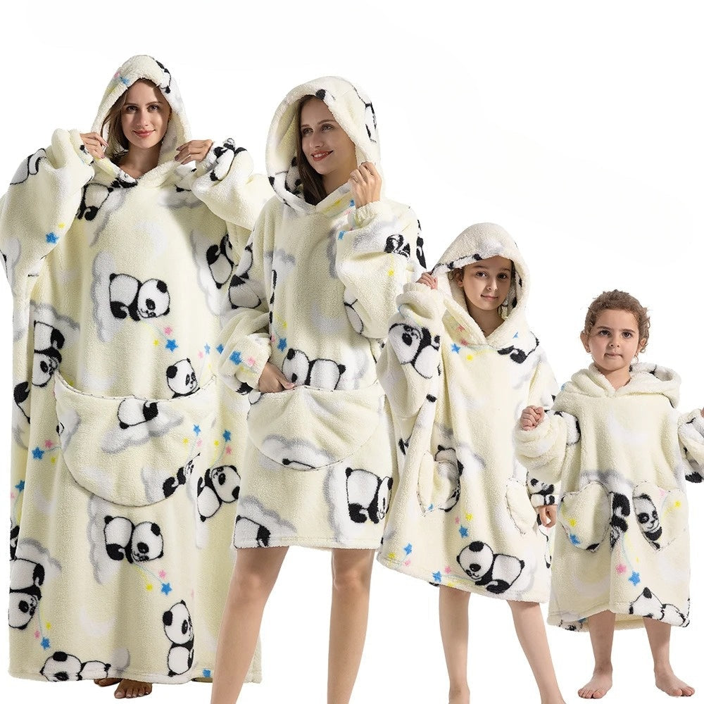 Cosycombe™ Oversized Hoodie Blanket with Pumpkin Print, Fleece and Flannel