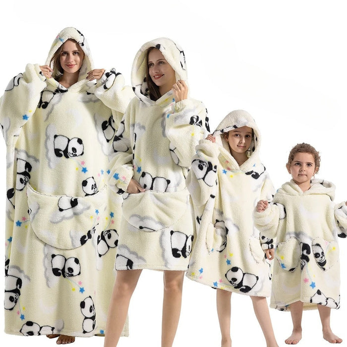 Cosycombe™ Oversized Hoodie Blanket with Pumpkin Print, Fleece and Flannel