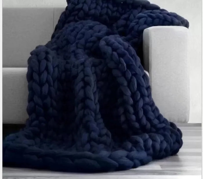 Cosycombe™ Chunky Knit Wool Throw for a Cosy Sofa and Bed