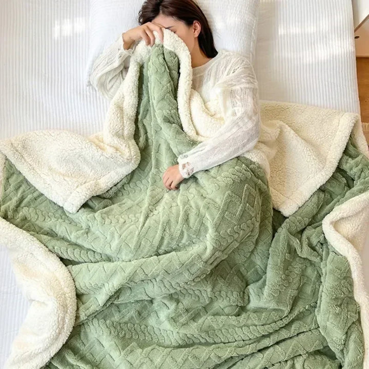 Cosycombe™ Reversible Sherpa Fleece Blanket, Warm Without the Weight
