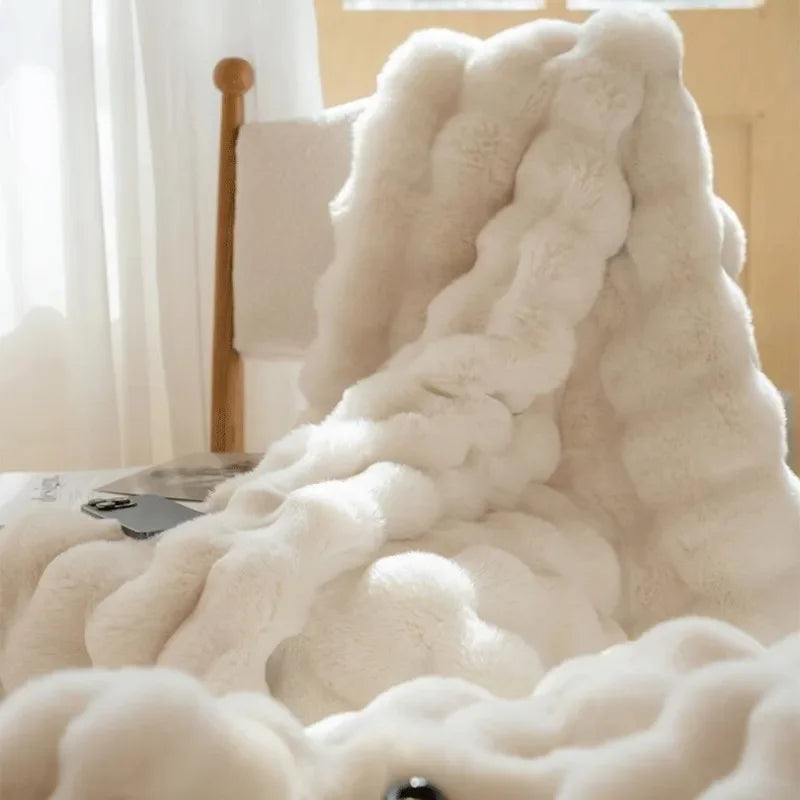 Cosycombe™ Reversible Faux Rabbit Fur Throw with Bubble Texture