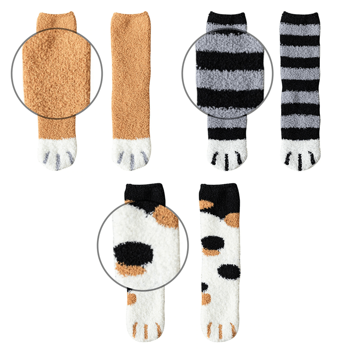 Cosycombe™ Cute Cat Paw Socks in Plush Coral Fleece – One Size Fits All