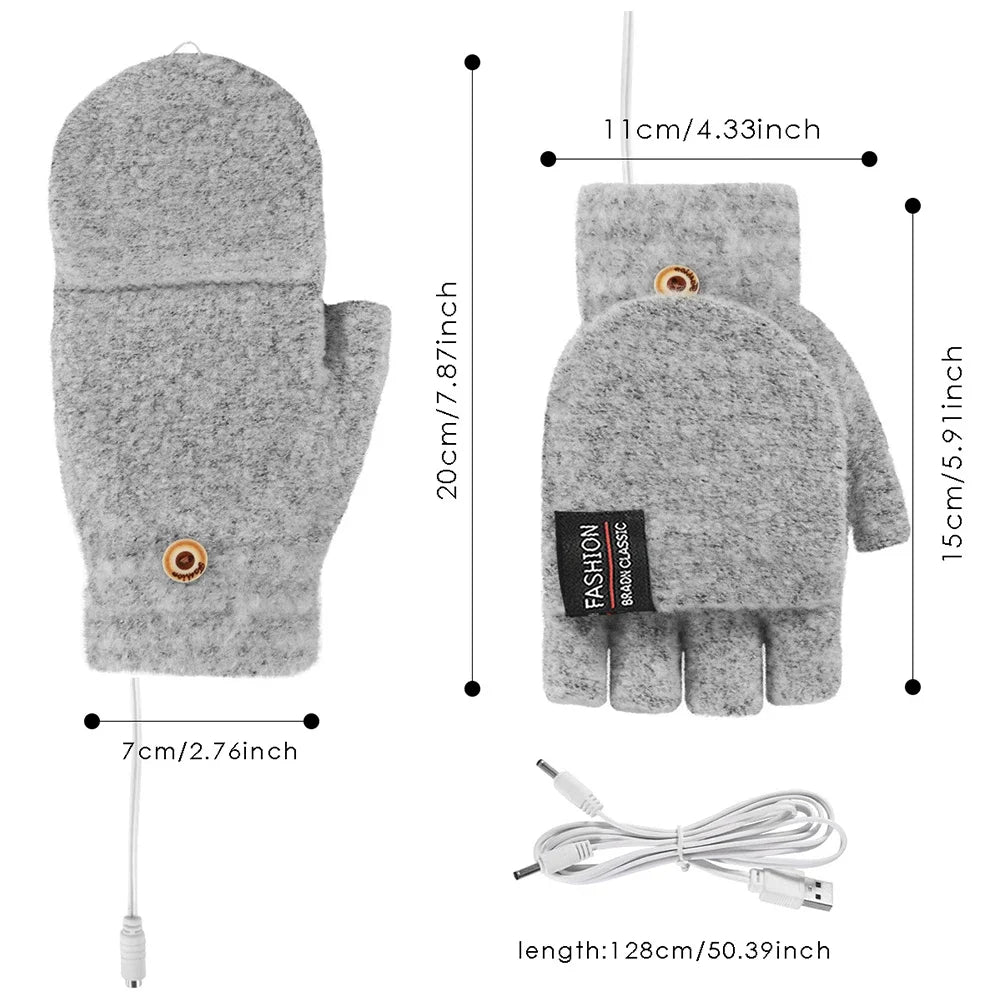 Cosycombe™ USB Rechargeable Heated Knit Gloves with 3 Heat Settings
